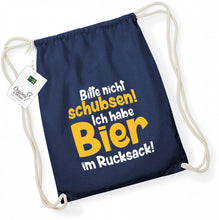 Lade das Bild in den Galerie-Viewer, Gymbag - Bitte nicht schubsen! Bier im Rucksack!