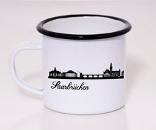 Lade das Bild in den Galerie-Viewer, Emaille Tasse - Skyline Saarbrücken